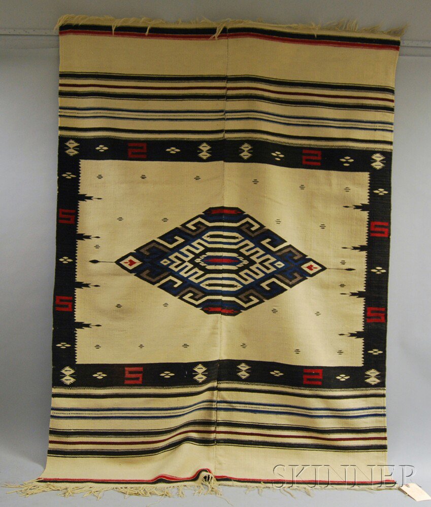 Appraisal: Mexican Serape Weaving with central geometric medallion with a floral