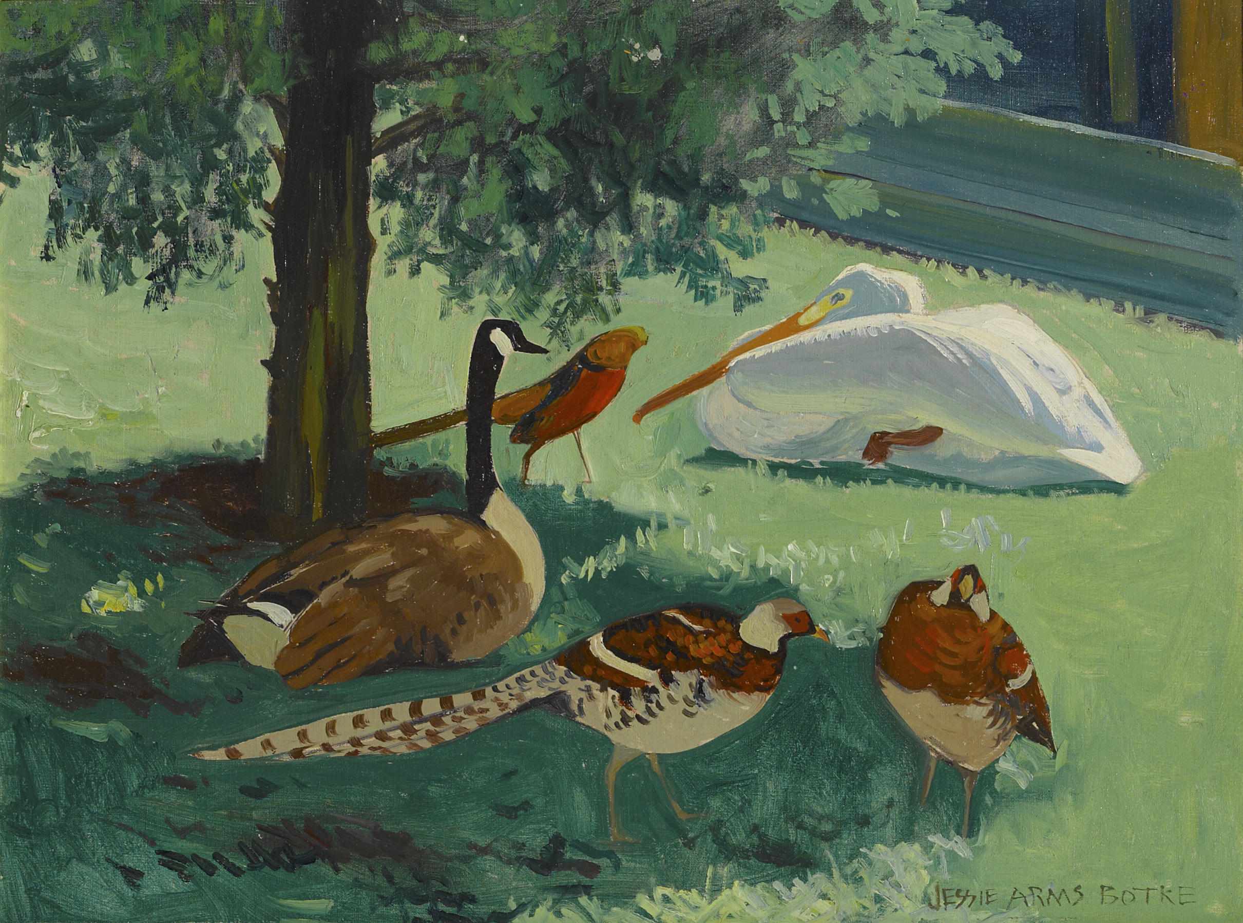 Appraisal: Jessie Arms Botke American - Aviary study a pair first