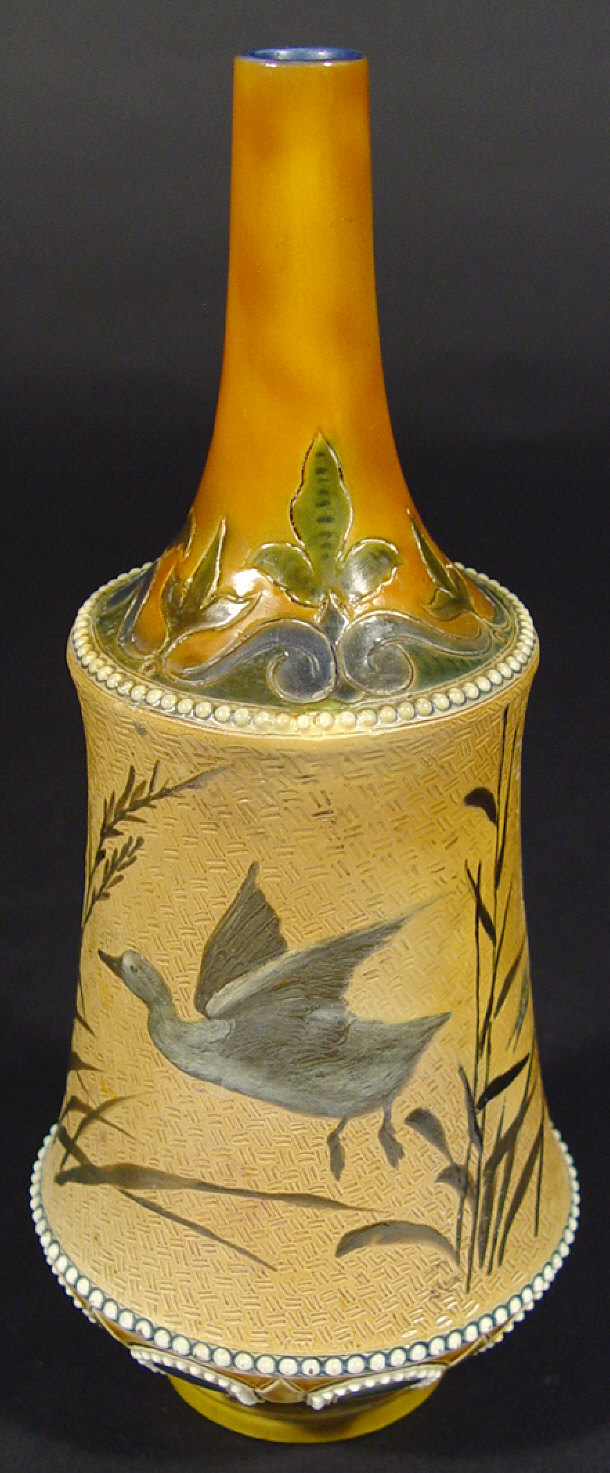 Appraisal: Doulton Lambeth stoneware vase designed by Florence Barlow painted with