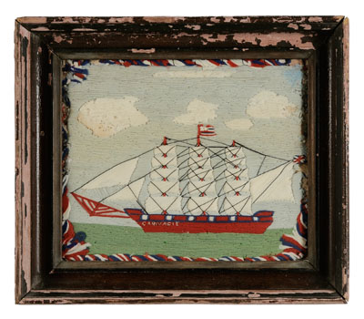 Appraisal: Sailor's Woolwork British mid th century needlework woolie three-masted ship