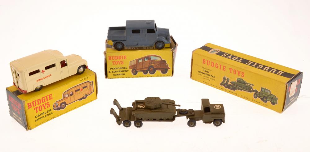 Appraisal: X BUDGIE MODELS INCLUDING ARTICULATED TANK TRANSPORTER WITH LOADING RAMPS