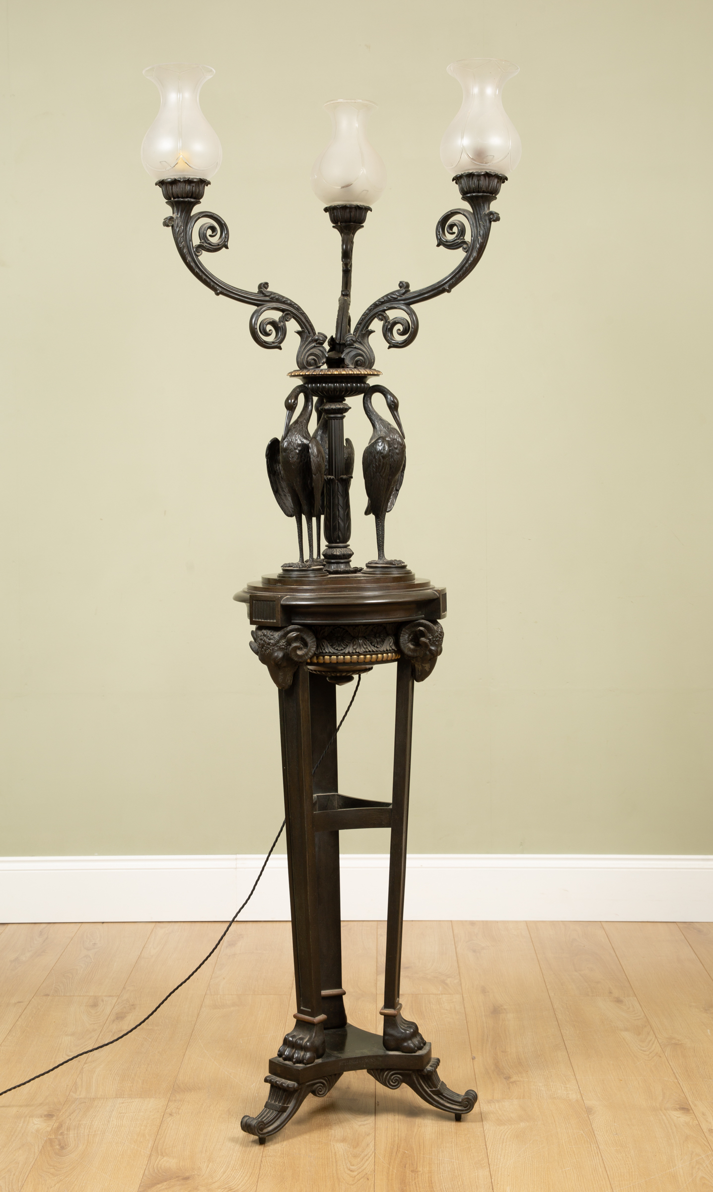 Appraisal: A late Regency Messenger Sons floor standing lamp or torch