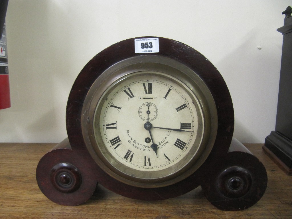 Appraisal: Mahogany mantel clock named Kelvin Bottomley and Baird Ltd Glasgow