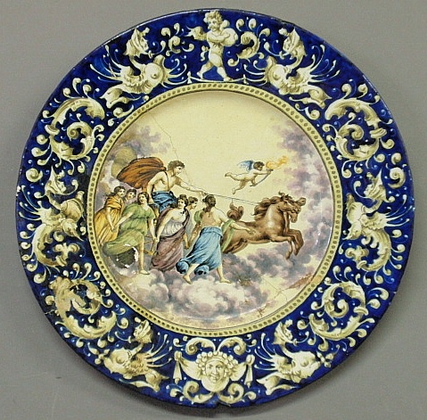 Appraisal: - Massive colorful Italian faience charger with a center scene