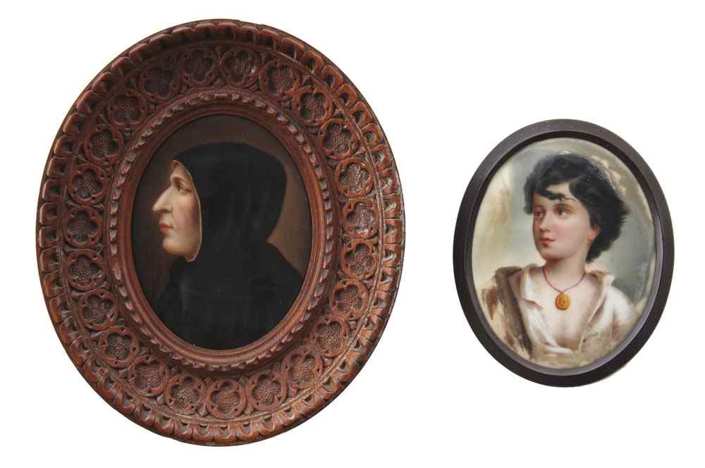 Appraisal: PIECE MINIATURE PORCELAIN PAINTING LOT To include Portrait of Young