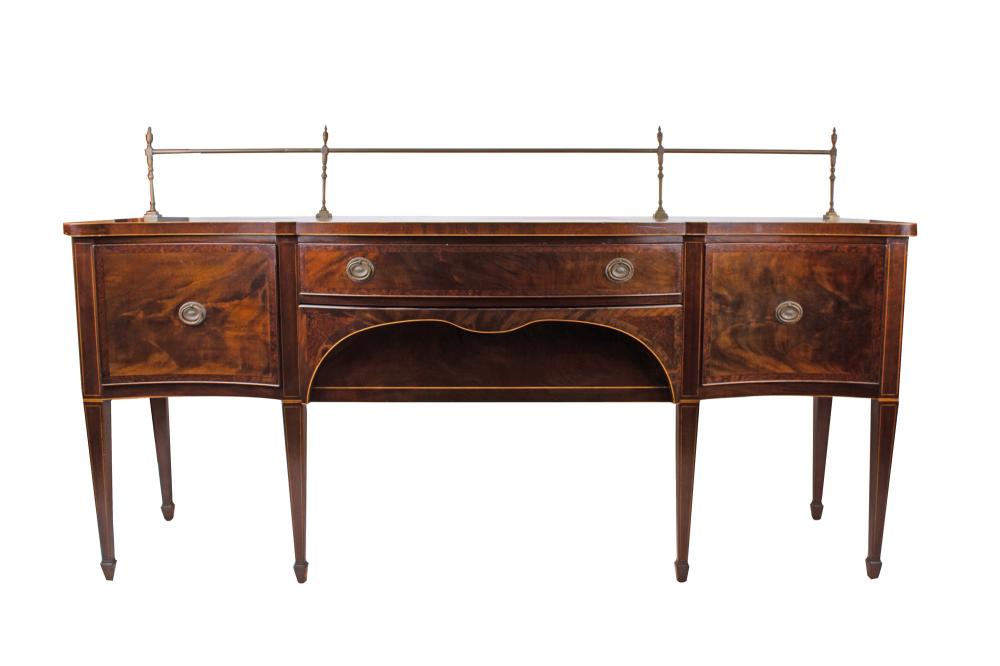 Appraisal: JOHAN TAPP GEORGIAN STYLE MAHOGANY WALNUT SIDEBOARDsigned on drawer inches