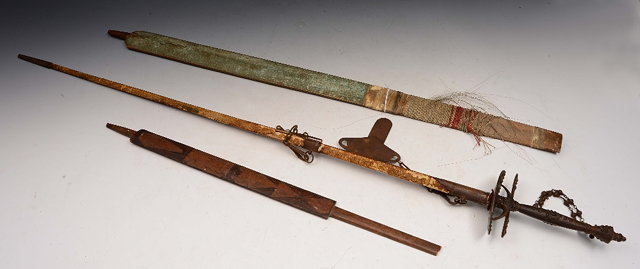 Appraisal: A TH CENTURY STEEL DRESS SWORD the blade and scabbard