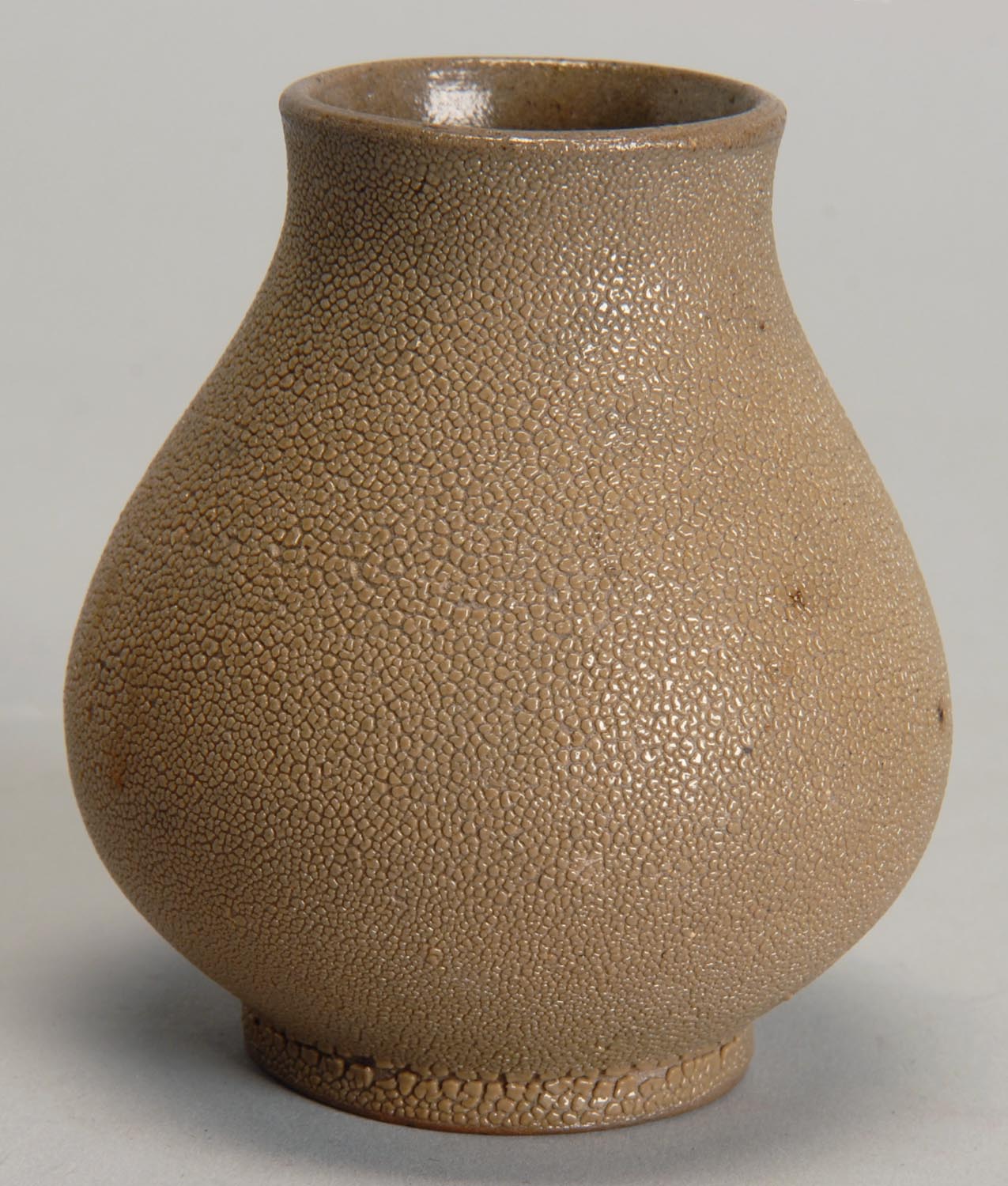 Appraisal: SHARKSKIN POTTERY VASE th CenturyIn pear shape with brown sharkskin