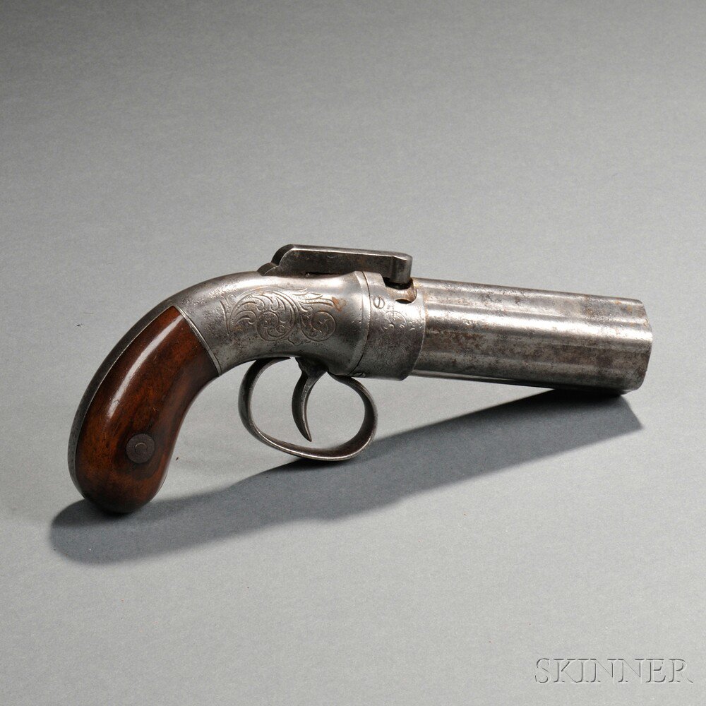 Appraisal: Allen Thurber Six-shot Pepperbox Pistol c walnut grips with engraved