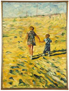 Appraisal: Marco Sassone Two children walking through a field signed and