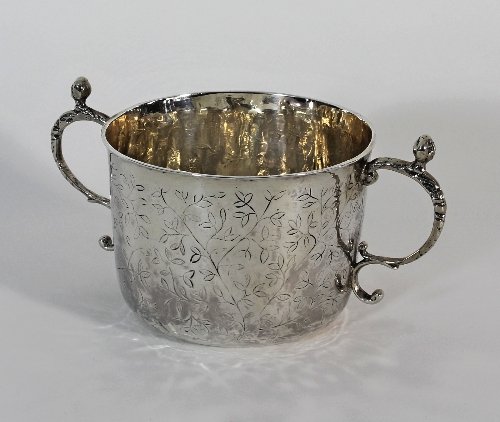 Appraisal: A rare late th Century silver two-handled porringer Thomas Hebden