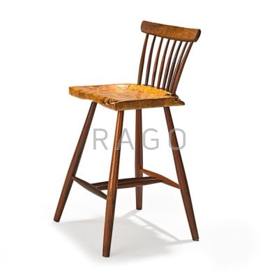 Appraisal: MICHAEL ELKAN b High chair Silverton OR Walnut maple burl