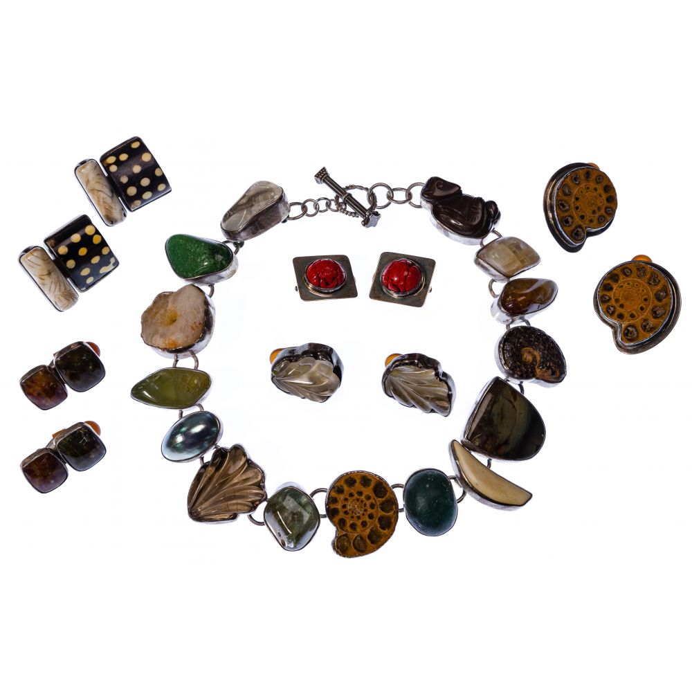 Appraisal: REBECCA COLLINS STERLING SILVER AND STONE JEWELRY ASSORTMENT items including