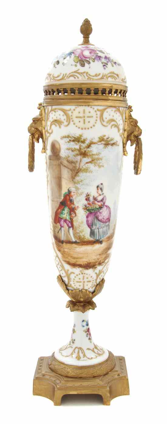 Appraisal: A Continental Porcelain and Gilt Metal Mounted Urn having a