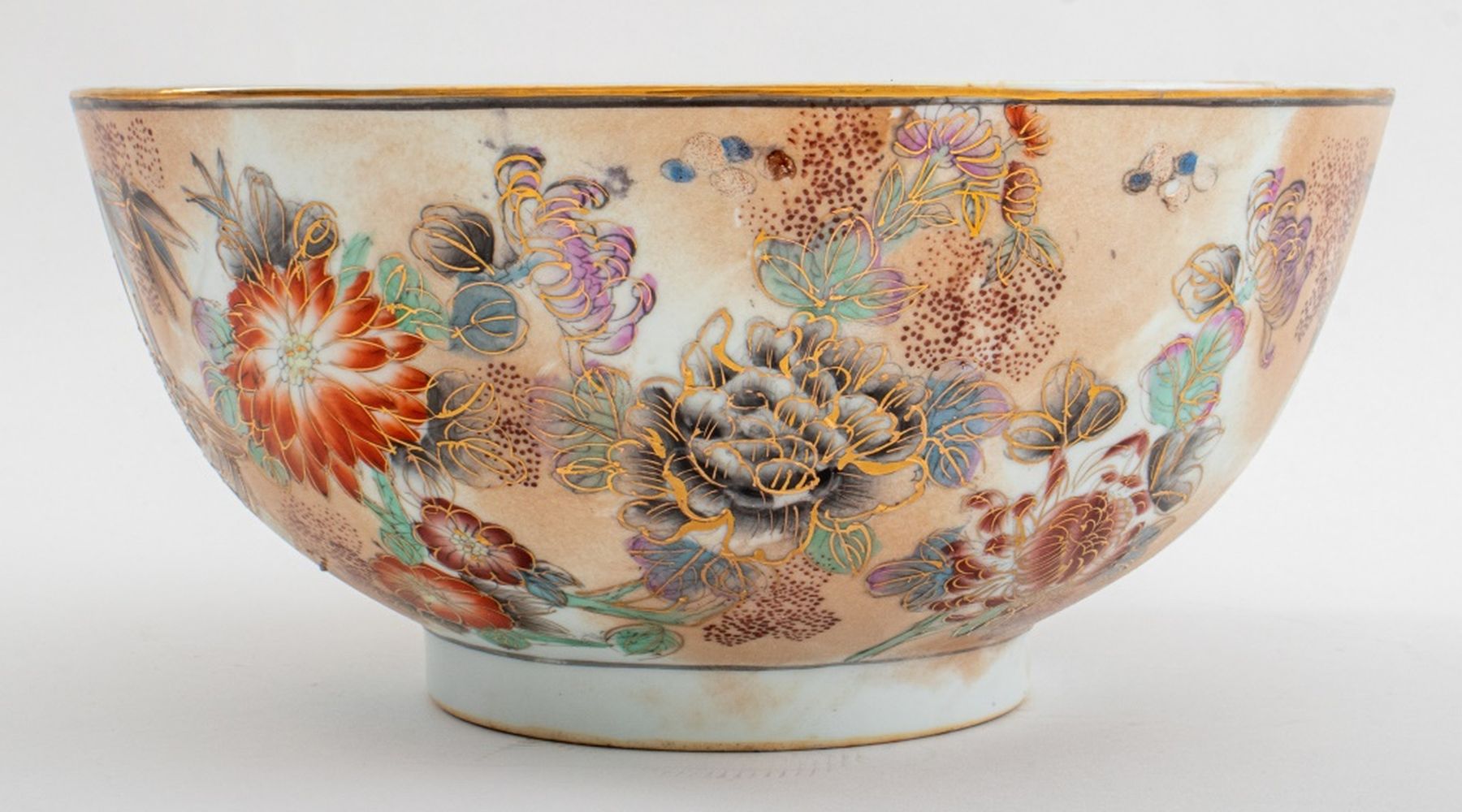 Appraisal: CHINESE POLYCHROME AND GILT DECORATED LARGE BOWL Chinese polychrome and