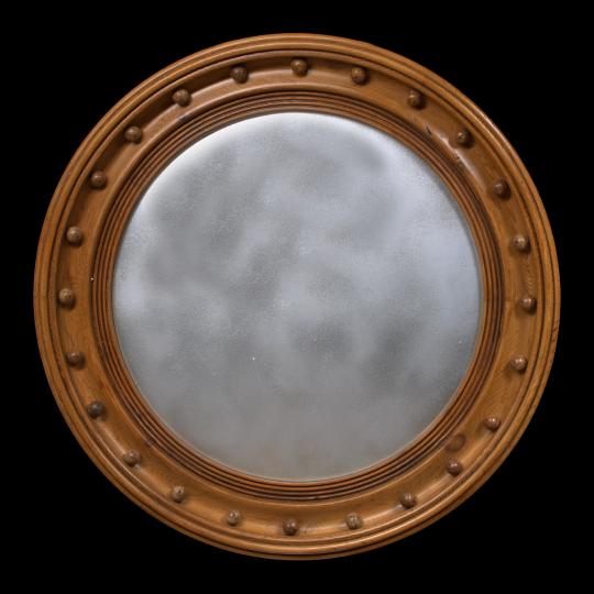 Appraisal: Regency-Style Waxed Pine Convex Looking Glass the mirror plate set