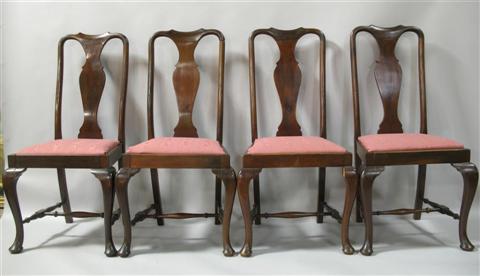 Appraisal: SET OF FOUR QUEEN ANNE STYLE SIDE CHAIRS th century