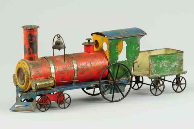 Appraisal: TIN LOCOMOTIVE AND TENDER Ives multi-colored in red blue green