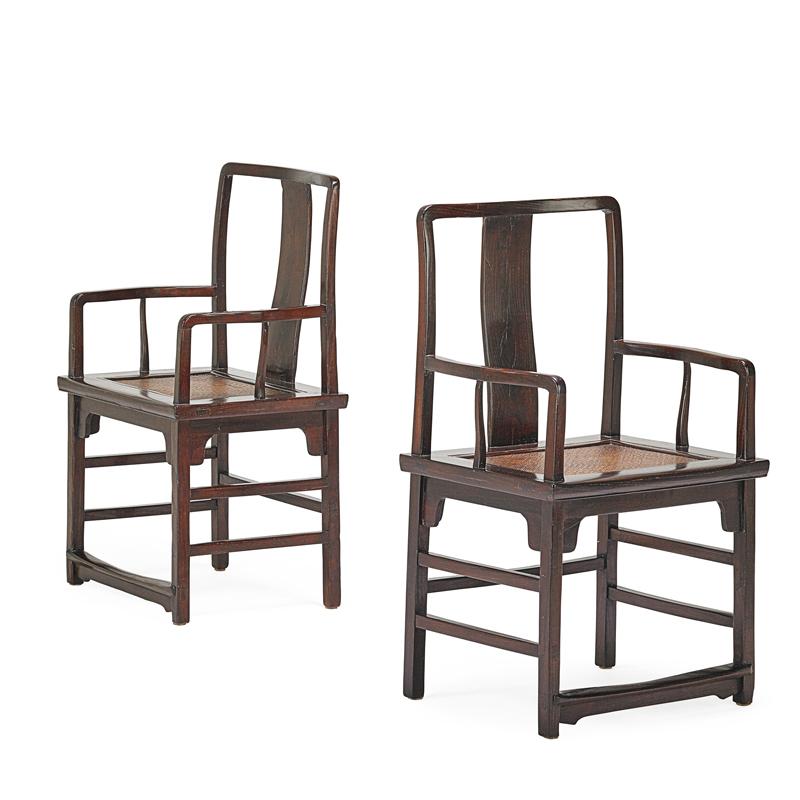 Appraisal: PAIR OF CHINESE OPEN ARMCHAIRS Condition Report