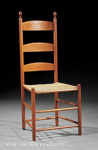 Appraisal: An American Shaker Maple Side Chair c ladder back elongated