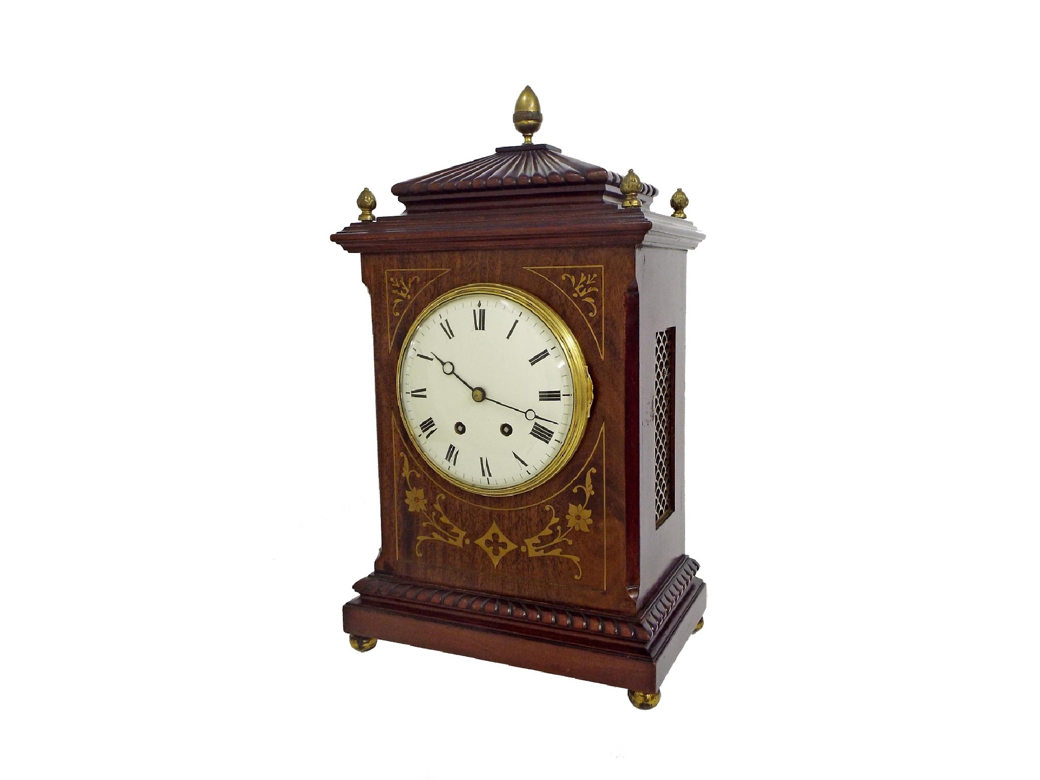 Appraisal: Mahogany two train bracket clock the Vincenti movement striking on