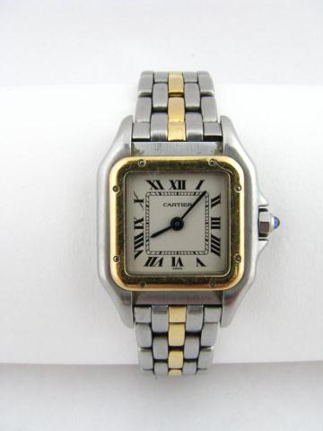 Appraisal: Cartier Two Tone Quartz Lady's Wristwatch tank style stainless and