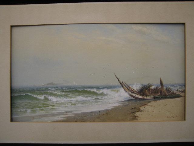 Appraisal: Francis A Silva watercolor and gouache By the Sea a