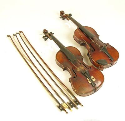 Appraisal: A violin with a twin piece back with a printed