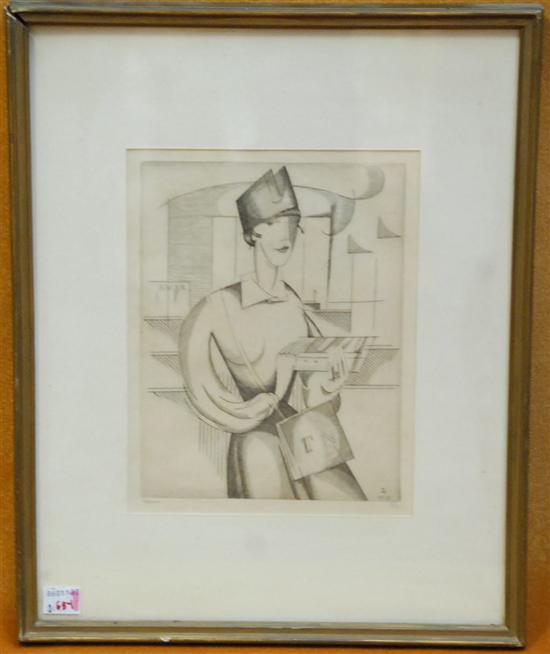 Appraisal: JEAN-EMILE LABOUREUR - Etching La Receveuse Signed in the plate