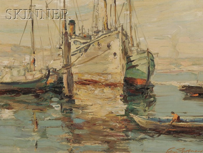 Appraisal: Edgar Forkner American - Dockside Seattle Signed Edgar Forkner l