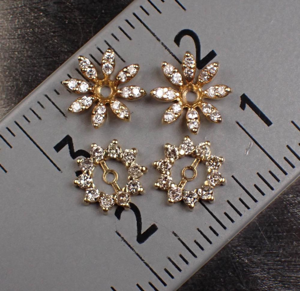 Appraisal: TWO PAIRS OF DIAMOND EARRING ENHANCERS pair of k yellow