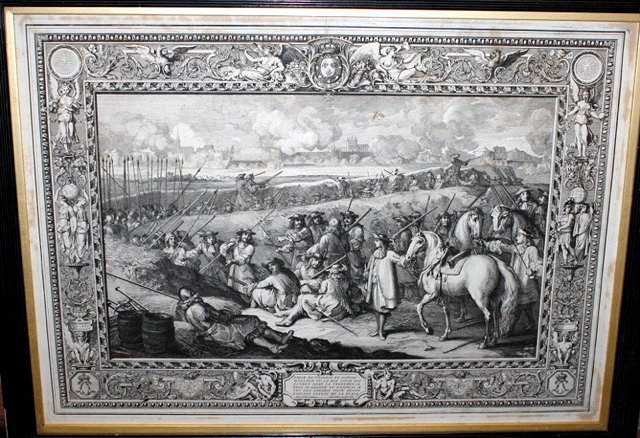 Appraisal: AFTER CHARLES LEBRUNA pair of monochrome engravings of battle scenes