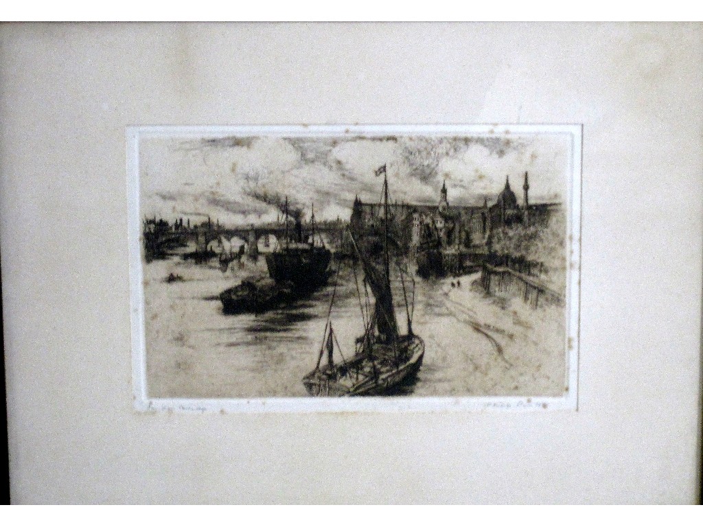 Appraisal: E PHILIP PIMLOTT ARE Etching 'London Bridge' signed and entitled