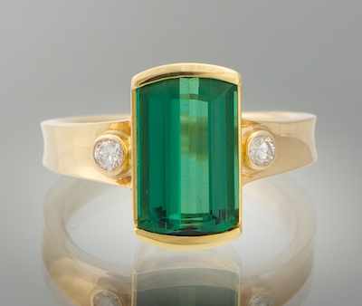 Appraisal: A Ladies' k Gold Tourmaline and Diamond Ring k yellow