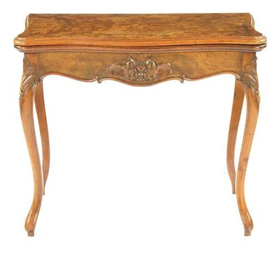 Appraisal: A th century French walnut card table the quartered burr