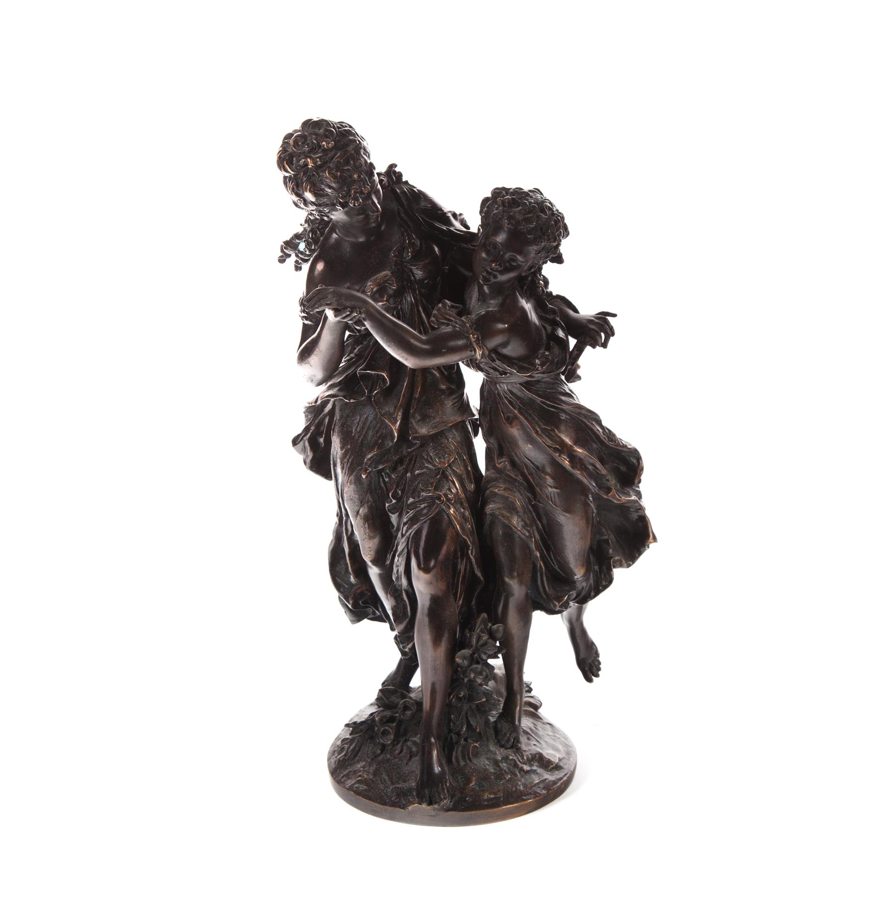 Appraisal: BRONZE FIGURAL GROUP AFTER MATH MOREAU Beautiful execution of a