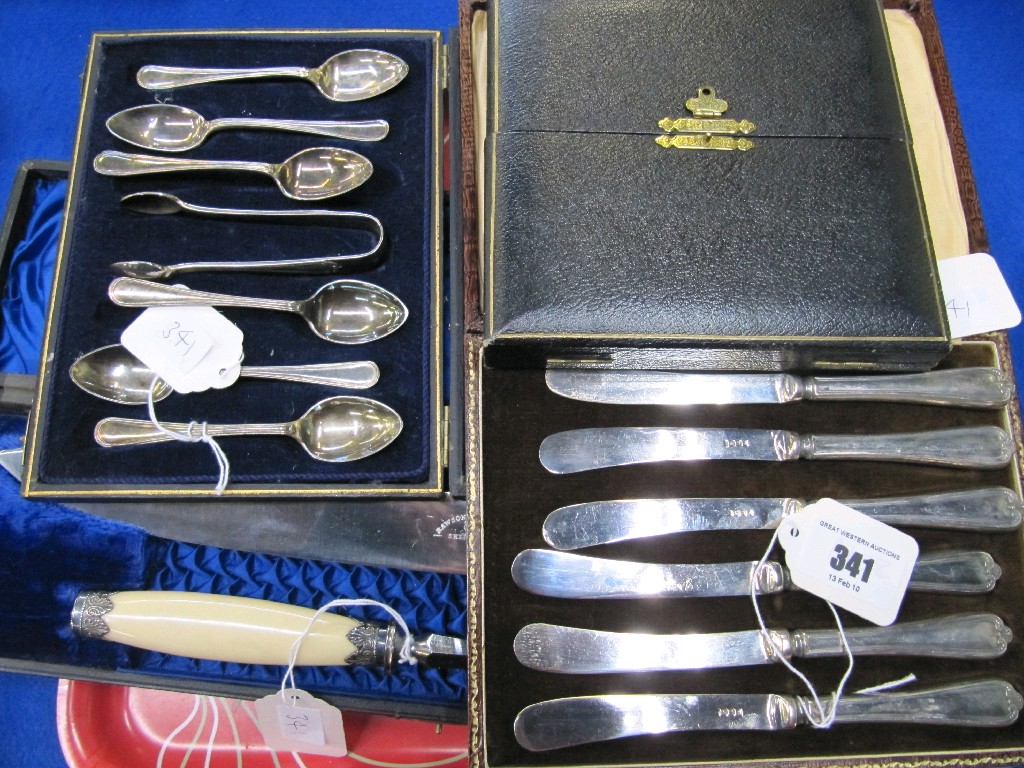 Appraisal: Lot comprising four cased cutlery sets including a carving set