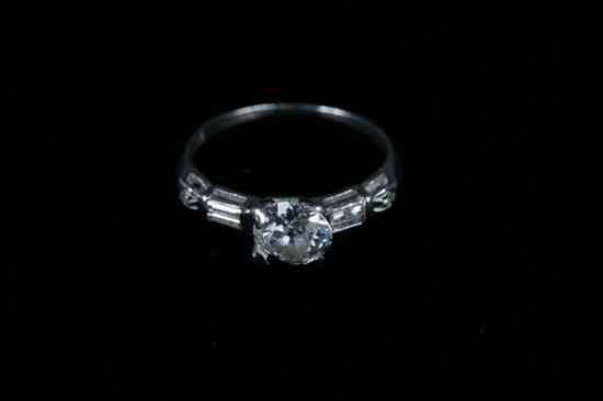 Appraisal: PLATINUM AND DIAMOND ENGAGEMENT TYPE RING Old European cut diamond