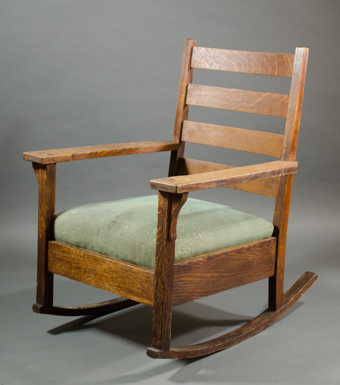 Appraisal: GUSTAV STICKLEY CRAFTSMAN OAK ROCKER model c - the back