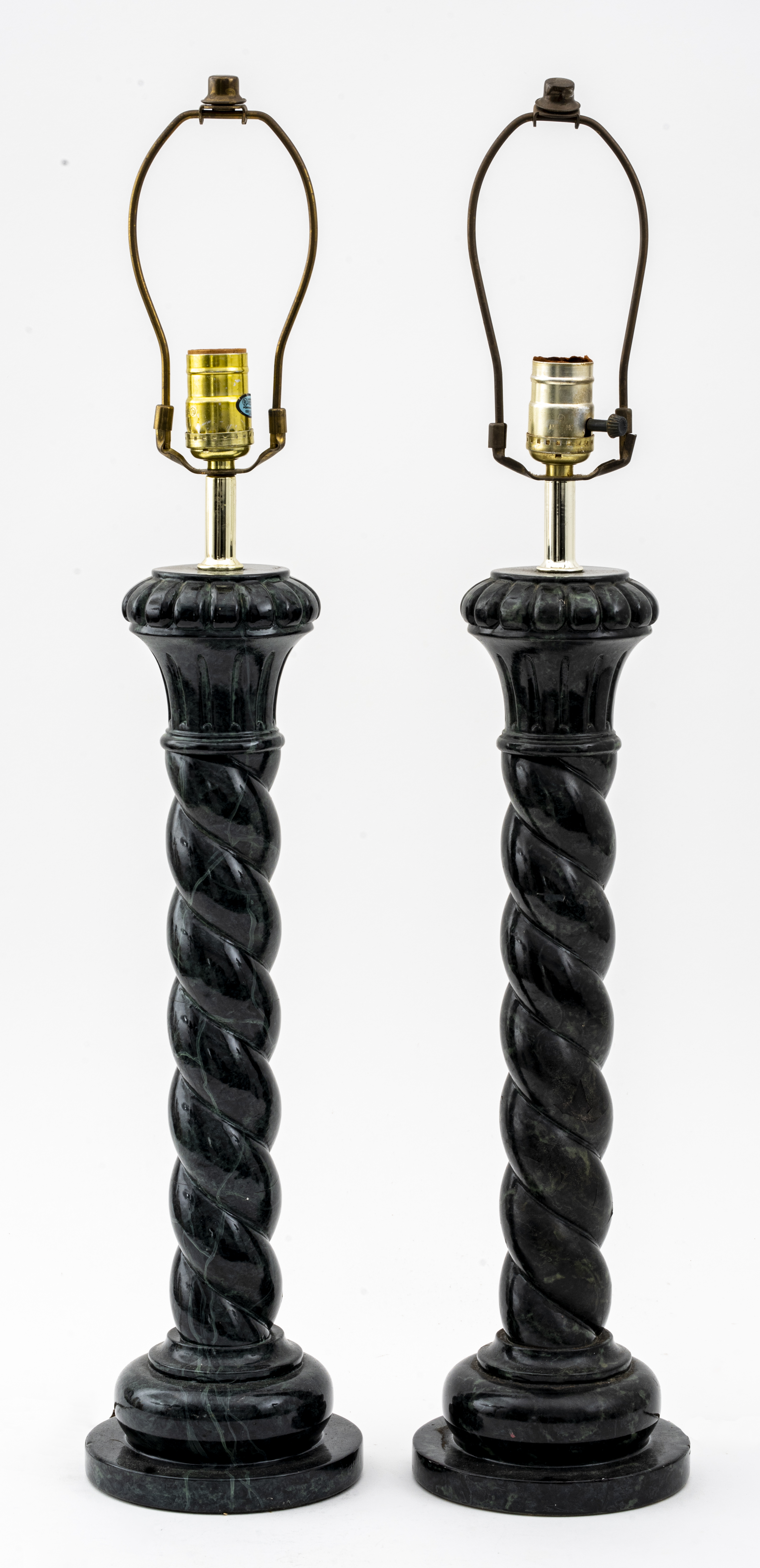 Appraisal: BAROQUE REVIVAL TWISTED COLUMN TABLE LAMPS Baroque Revival pair of