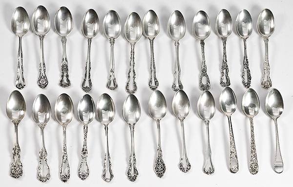 Appraisal: STERLING TEASPOONS IN ASSORTED PATTERNS Twelve various patterns of Gorham