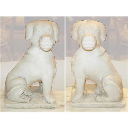 Appraisal: Pair of White Marble Figures of Seated Dogs Estimate -