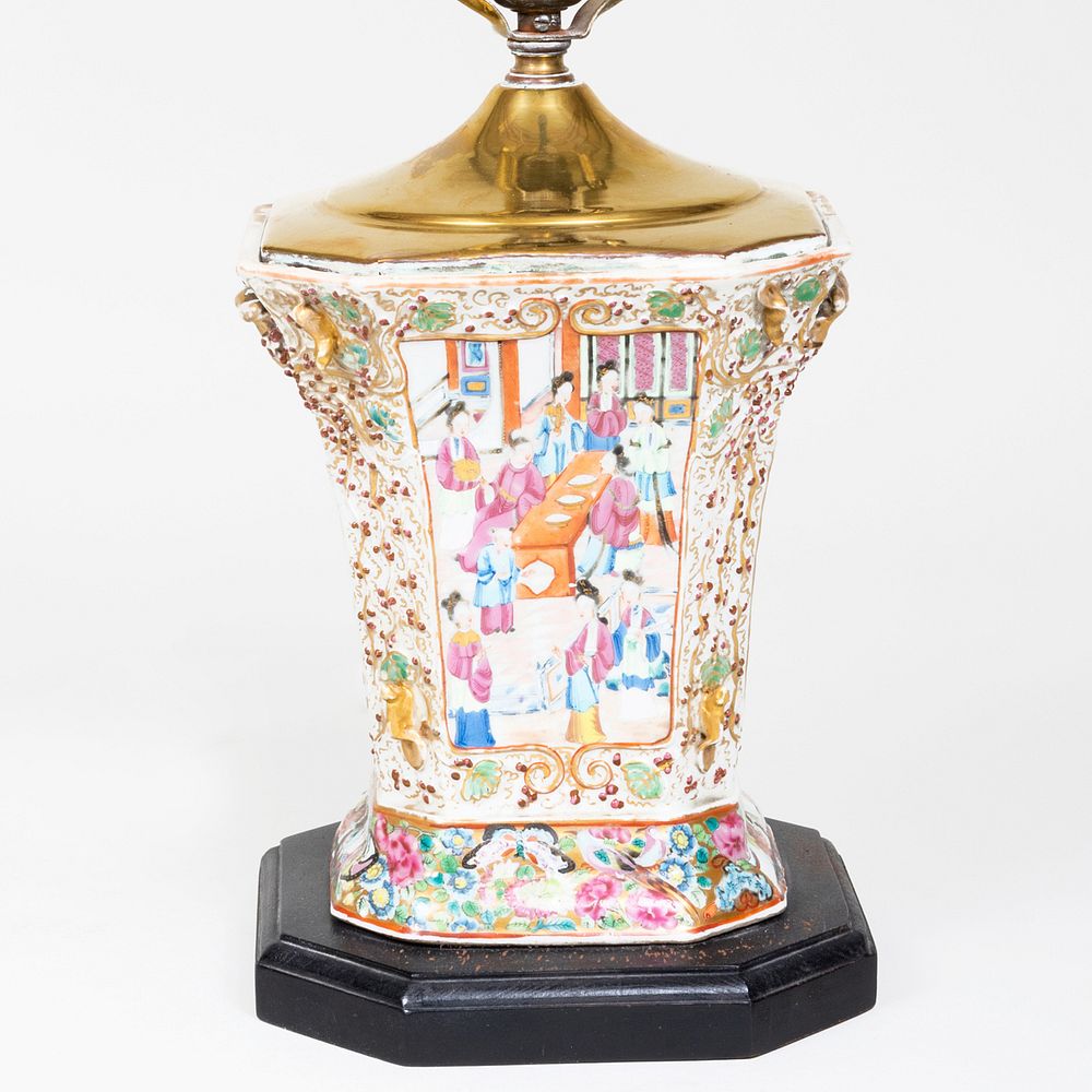 Appraisal: Chinese Export Rose Medallion Bough Pot Mounted as a Lamp