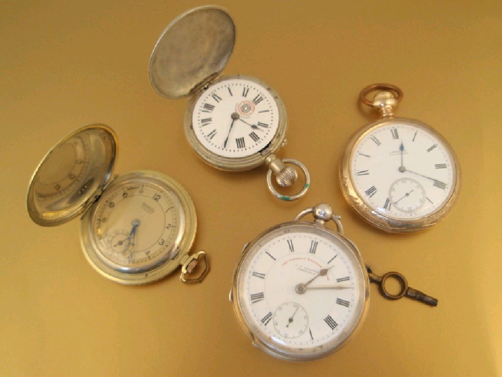 Appraisal: Four pocket watches a silver open face dial signed The