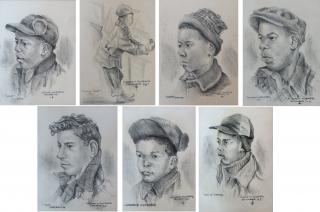 Appraisal: Milford Goldfarb American thc Lot of Portrait Drawings charcoal on