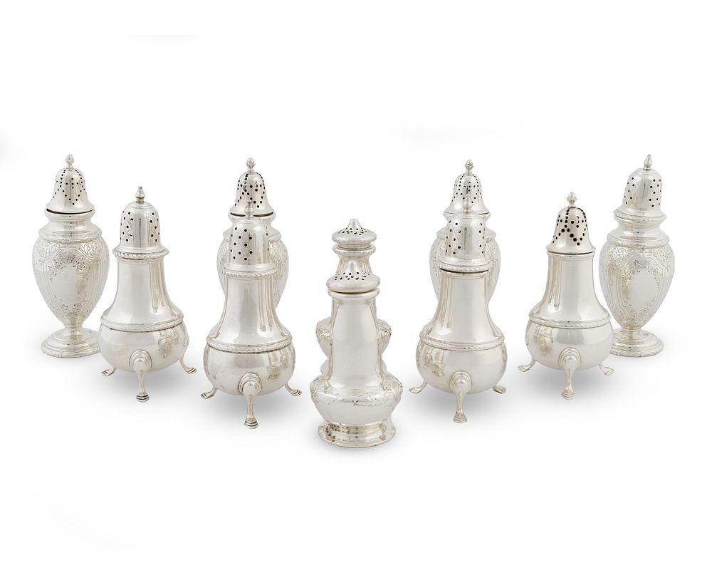 Appraisal: Ten American Silver Standing Salt and Peppers Height of tallest