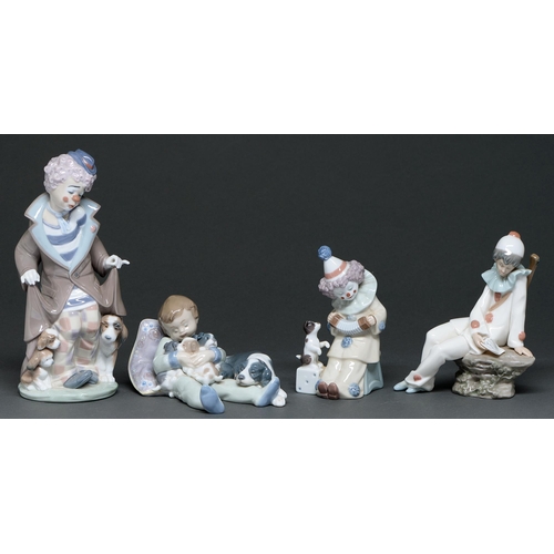 Appraisal: Two Lladro figures of clowns and another of a sleeping