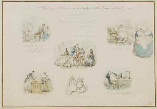 Appraisal: Cruikshank George The Comfortables Scraps Sketches original design watercolour over