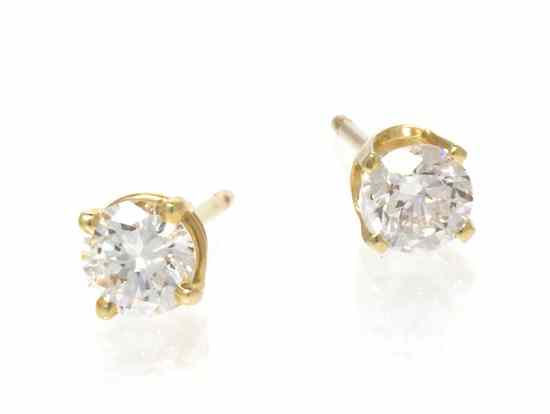 Appraisal: A Pair of Karat Yellow Gold and Diamond Stud Earrings