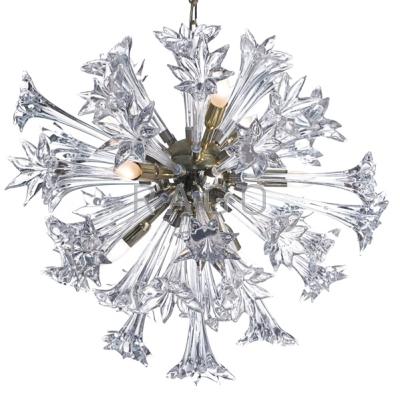 Appraisal: CAMER Chandelier Italy s Gold-plated brass chromed steel crystal nine